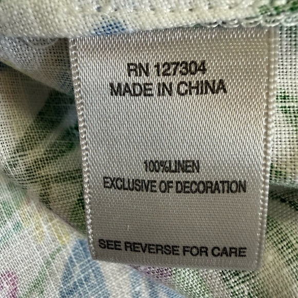 JHON MARK Floral Button Collared Blouse Multicolor 100 % Linen XL Long Sleeve - Picture 13 of 13